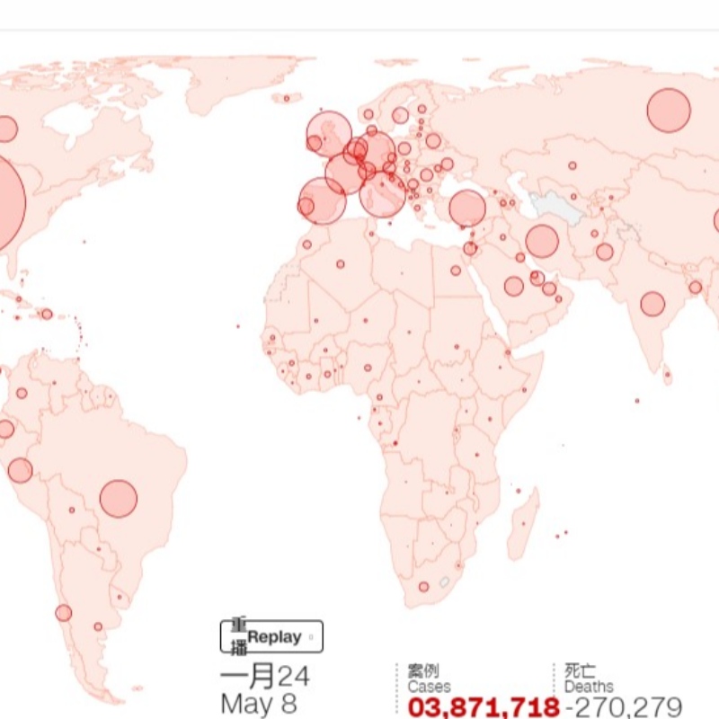 コロナウイルスの世界的な広がりの追跡