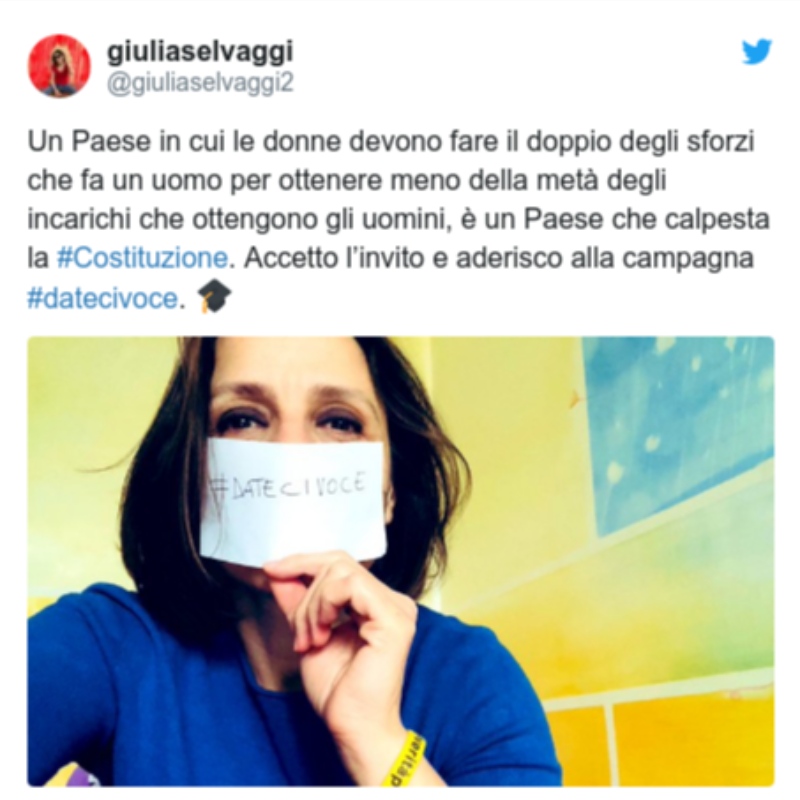 Dateci Voce：イタリアの女性はCovid-19の戦いで声を要求します